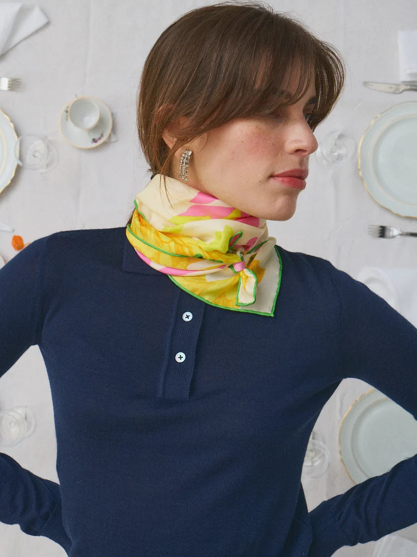SCREEN PRINTED SQUARE SCARF IN 65X65 CMS IN ORANGE