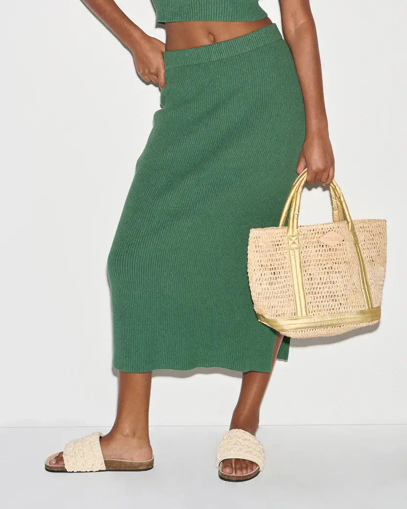 SMALL RAFFIA TOTE - SEQUIN RAFFIA