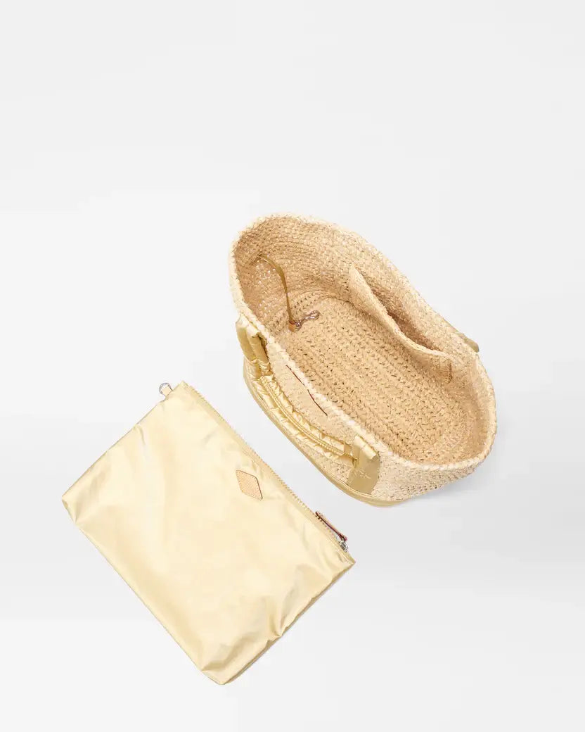 SMALL RAFFIA TOTE - SEQUIN RAFFIA