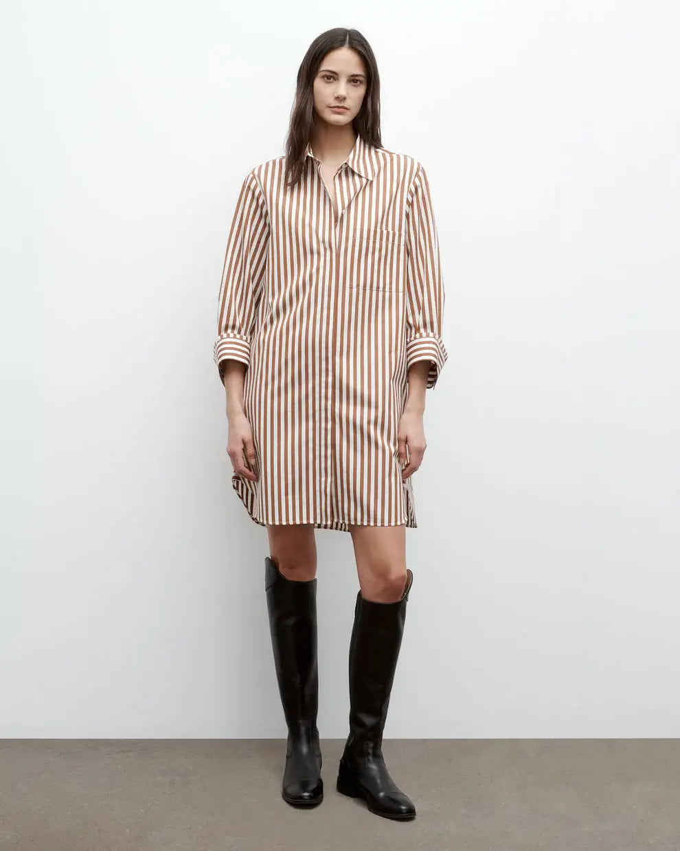 MORNING AFTER DRESS- IVORY/COGNAC
