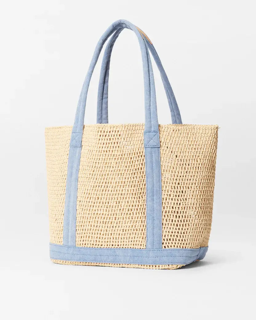 MEDIUM CROCHET TOTE- CROCHET/LIGHT DENIM