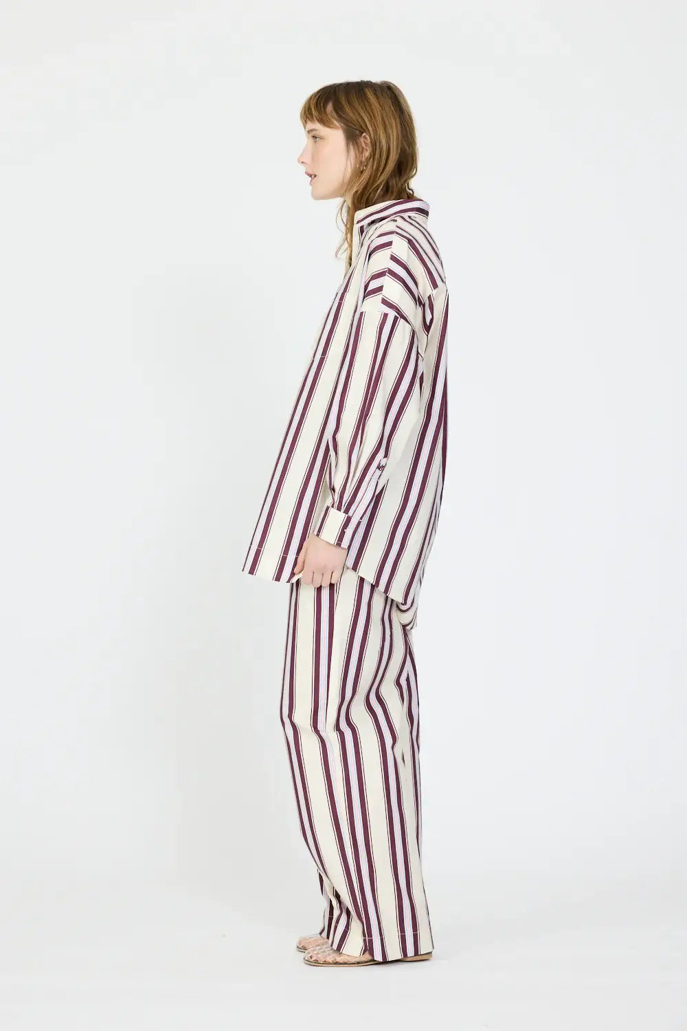 CHIARA HALF PLACKET STRIPED SHIRT
