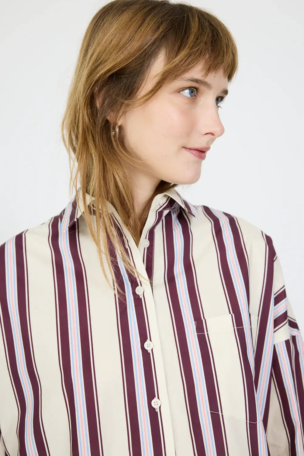 CHIARA HALF PLACKET STRIPED SHIRT