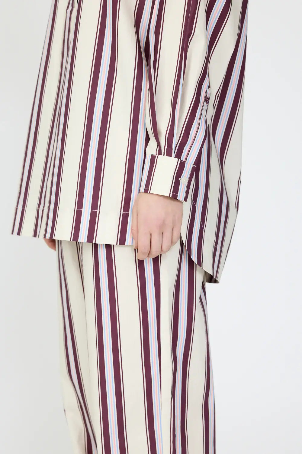 CHIARA HALF PLACKET STRIPED SHIRT