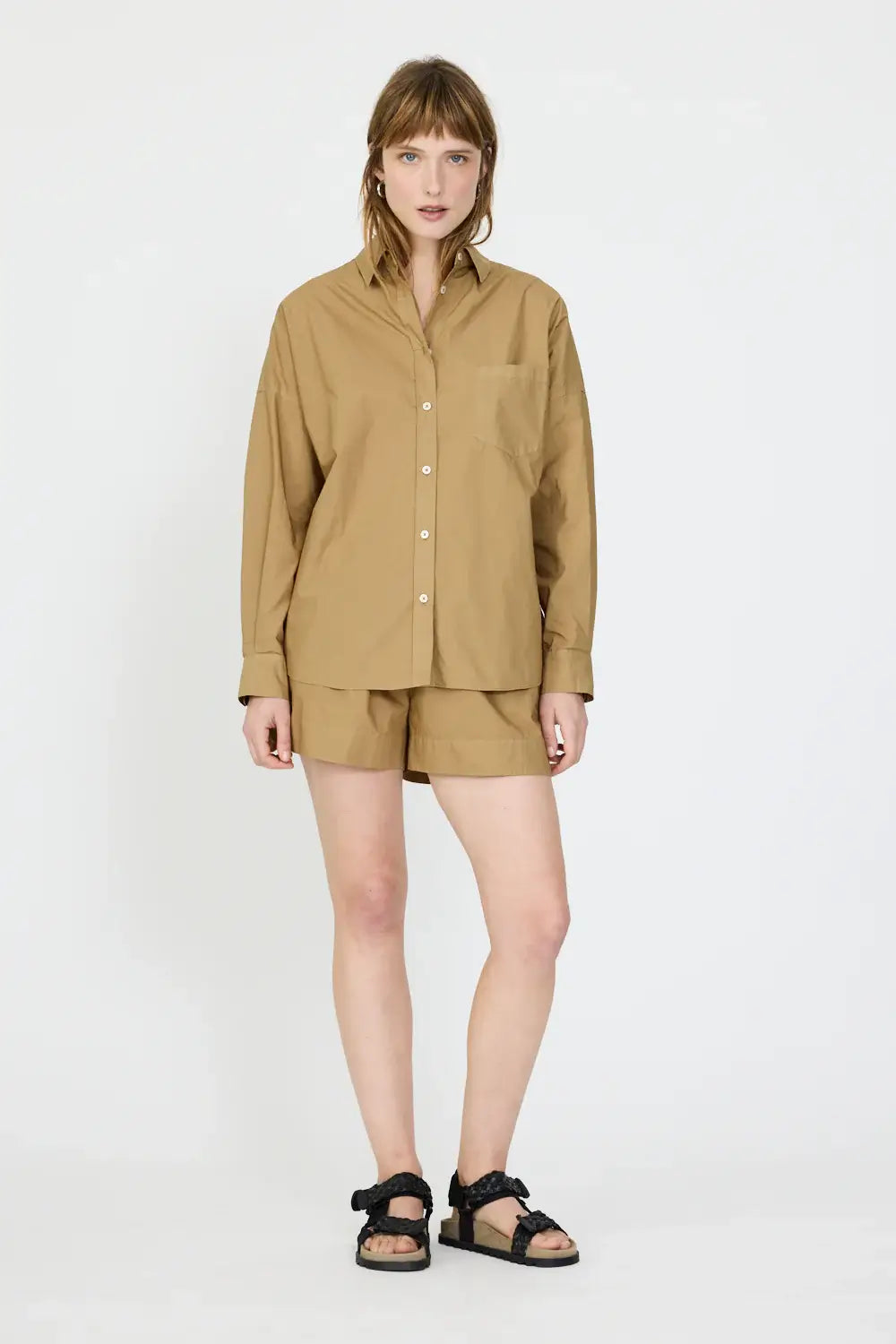 CHIARA CLASSIC LONG SLEEVE SHIRT- KHAKI