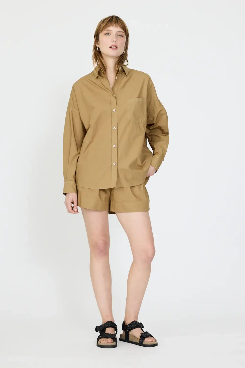 CHIARA CLASSIC LONG SLEEVE SHIRT- KHAKI