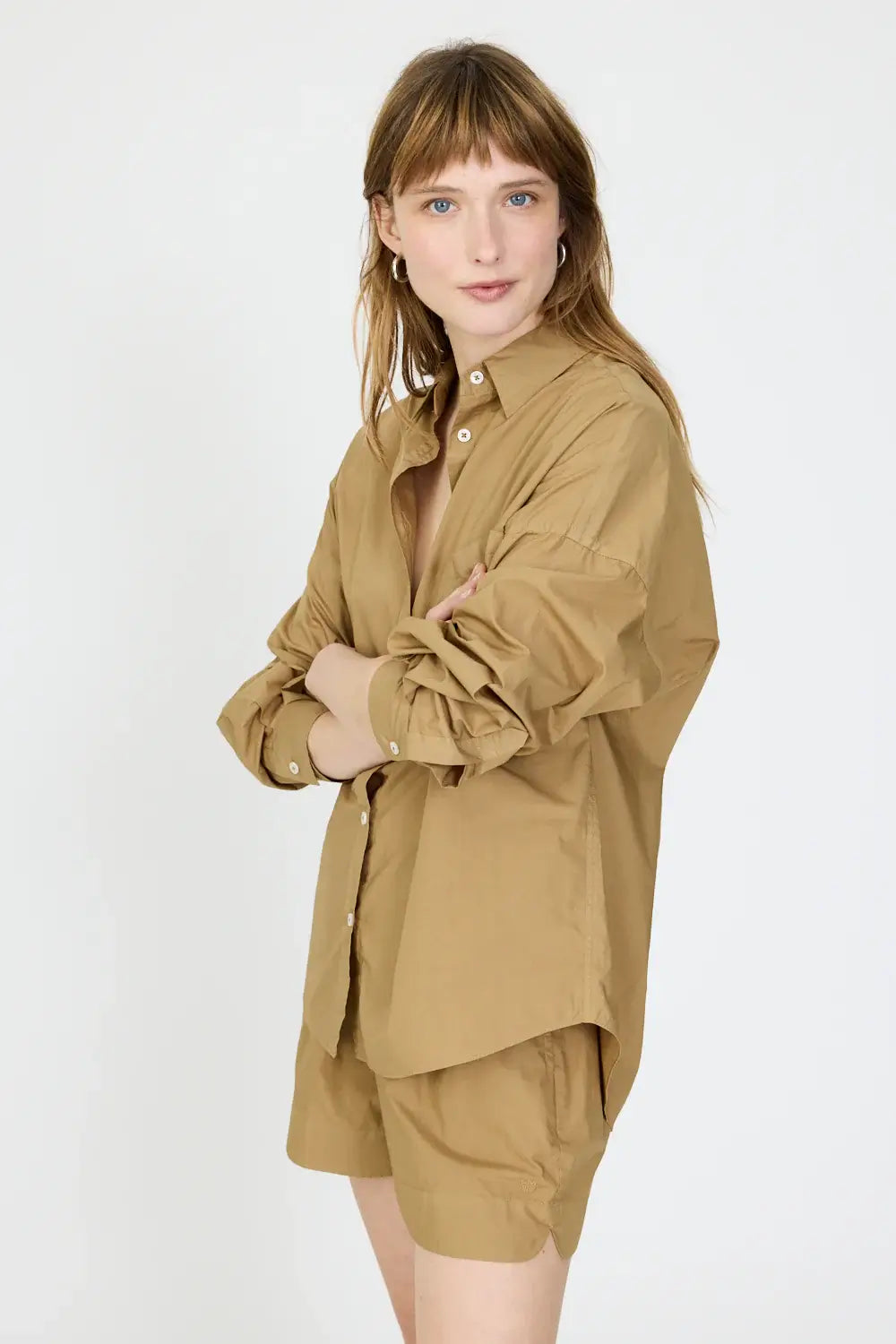 CHIARA CLASSIC LONG SLEEVE SHIRT- KHAKI