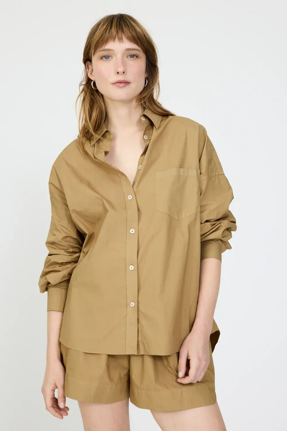CHIARA CLASSIC LONG SLEEVE SHIRT- KHAKI