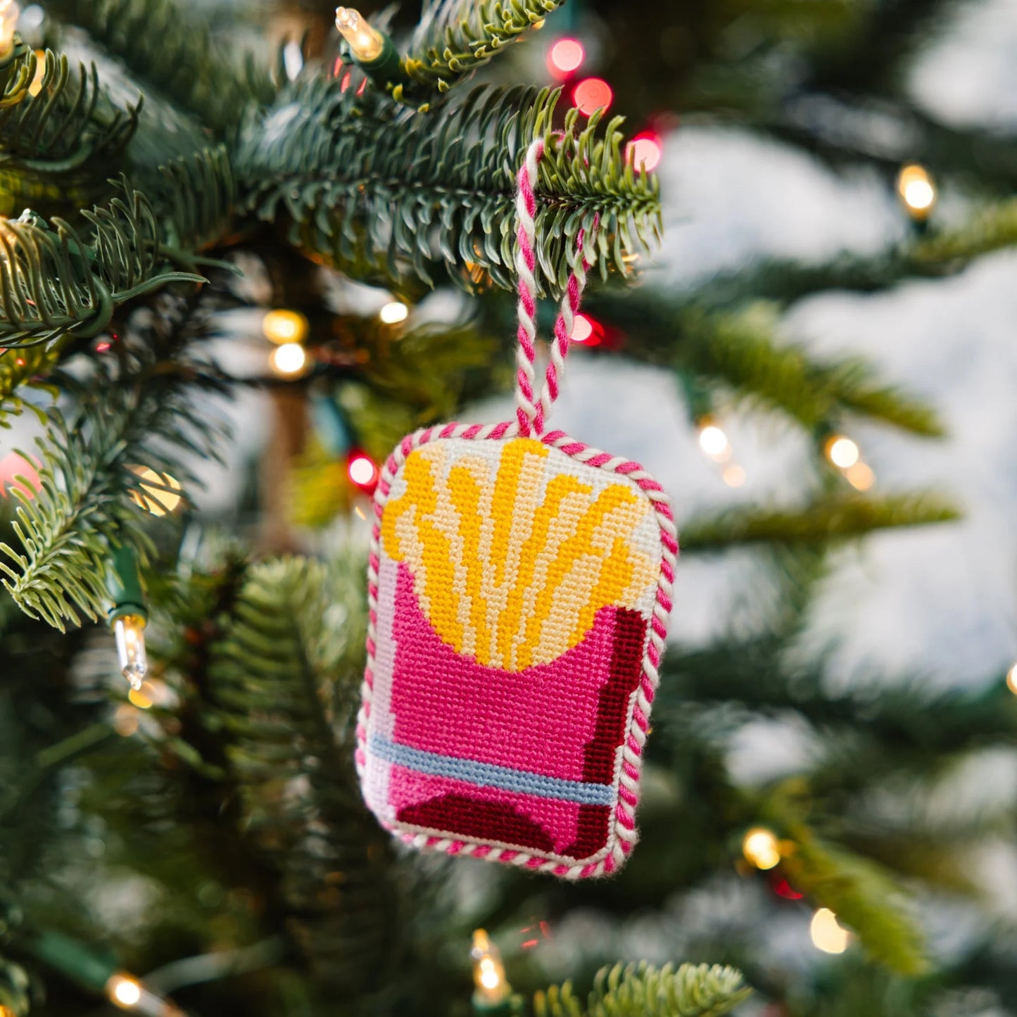 FRENCH FRY NEEDLEPOINT ORNAMENT