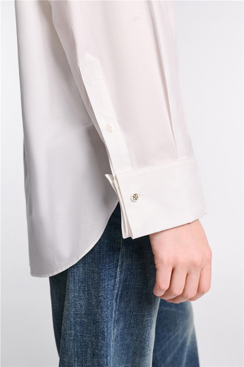 POPLIN POWER BLOUSE- WHITE PEARL