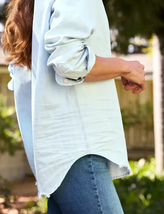 EILEEN RELAXED BUTTON-UP SHIRT - CLASSIC BLUE