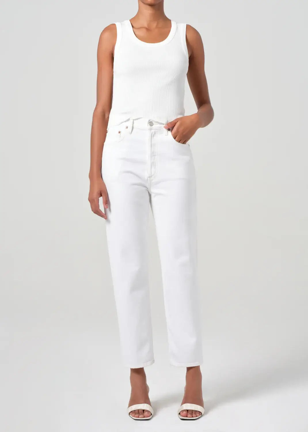 90'S PINCH WAIST CROP IN MARSHMALLOW
