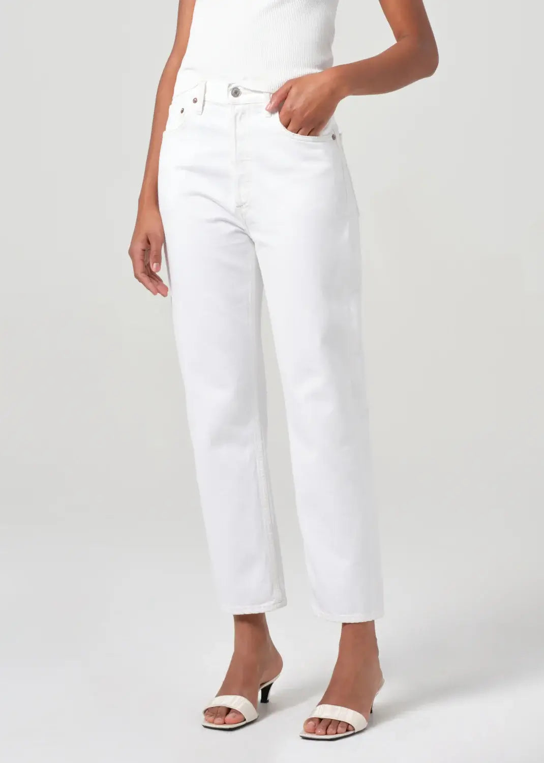 90'S PINCH WAIST CROP IN MARSHMALLOW