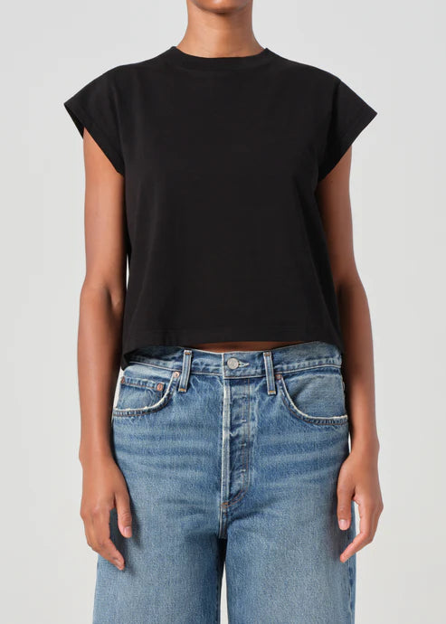 BRYCE CAP SLEEVE TEE- BLACK