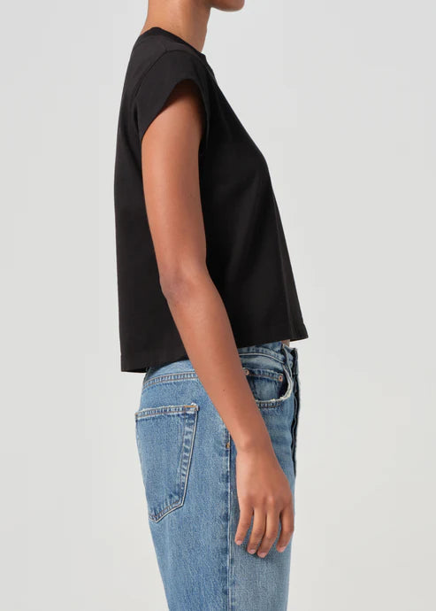 BRYCE CAP SLEEVE TEE- BLACK