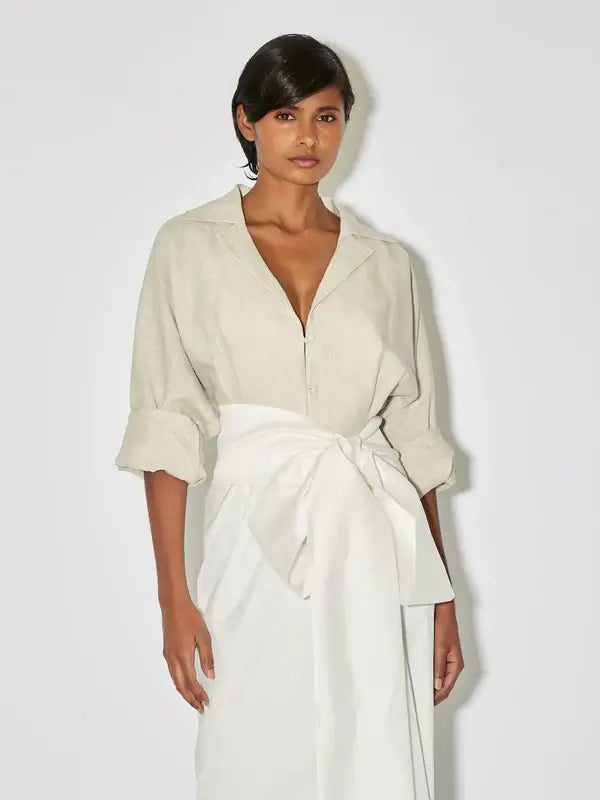 DRESS CLAIRE- RUSTIC BEIGE & IVORY