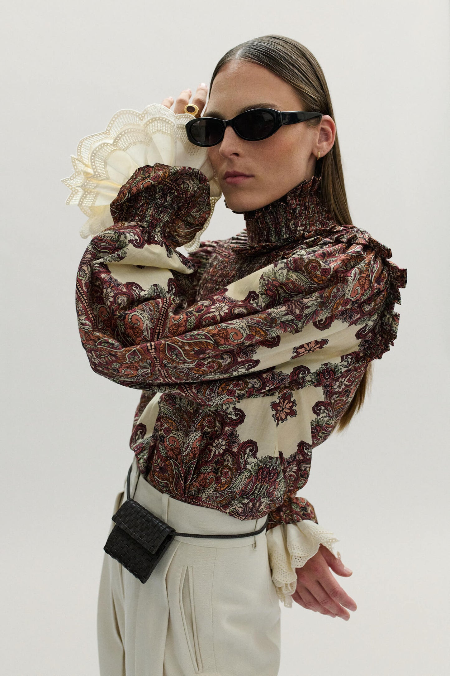 PAIGE SHIRRED BLOUSE IN OLD WORLD BOHEMIA