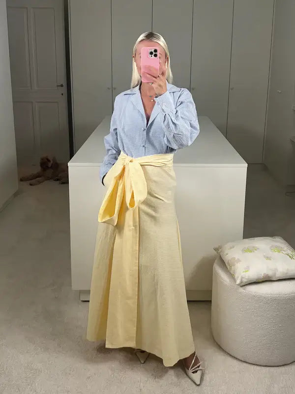 DRESS CLARENCE - BLUE, WHITE, & YELLOW STRIPE