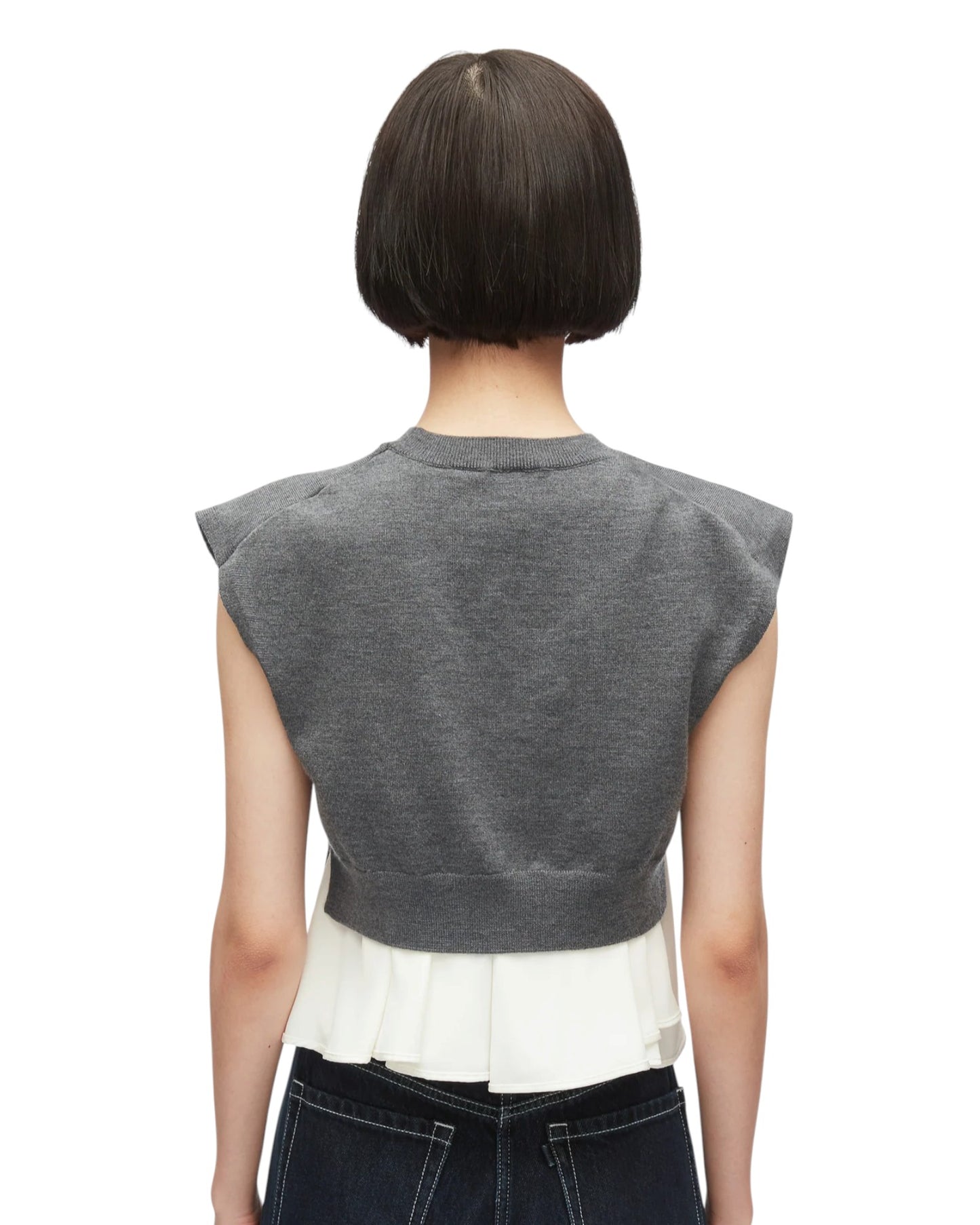 Ultrafine Merino Tank W/ Twill Combo - Charcoal-White