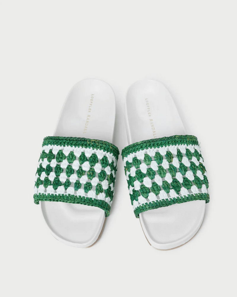 HENRI CROCHET RAFFIA BAND FOOTBED SANDAL