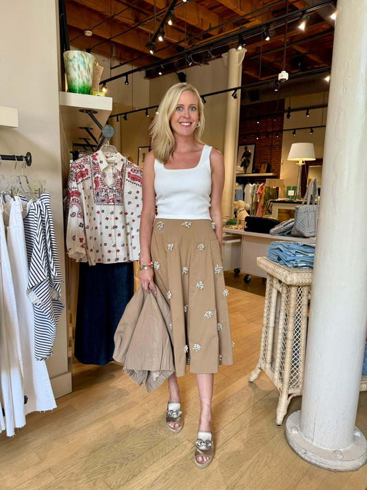 NOVANNA PLEATED MIDI SKIRT