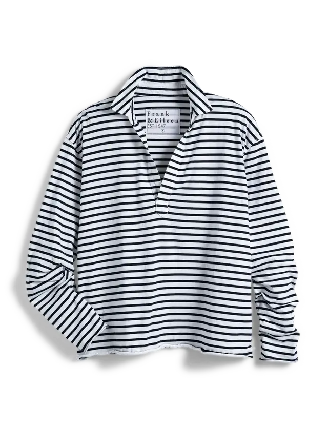 PATRICK POPOVER HENLEY - WHITE & NAVY STRIPE