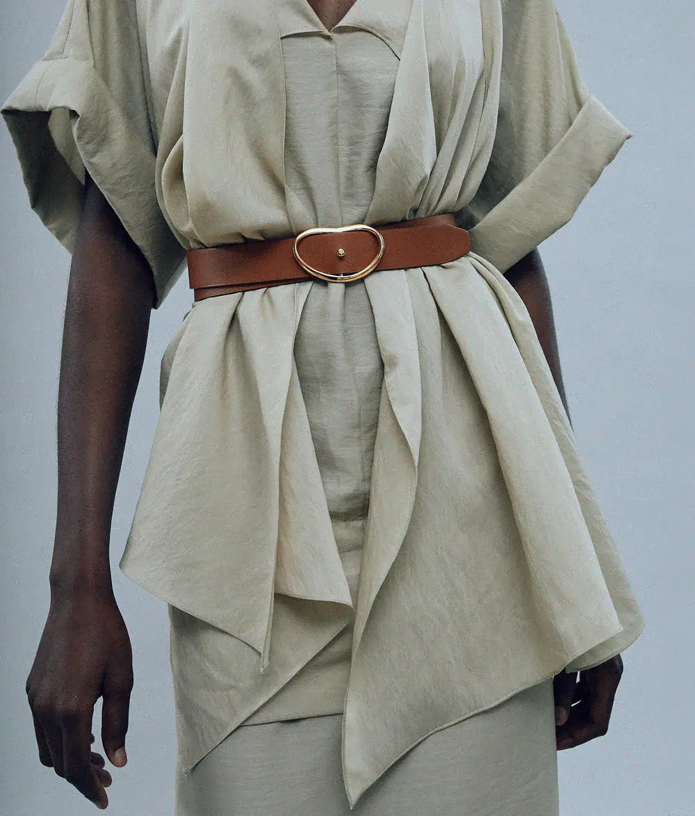 WIDE GEORGIA BELT IN TAN