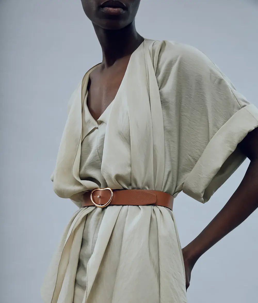 WIDE GEORGIA BELT IN TAN