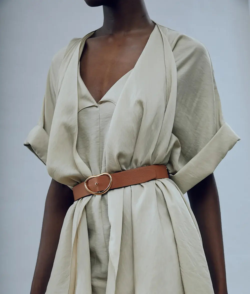 WIDE GEORGIA BELT IN TAN