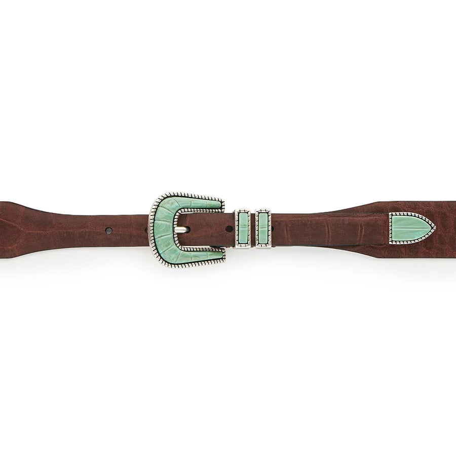 CRAZY COLOR BROWN BELT SOFT TURQUOISE