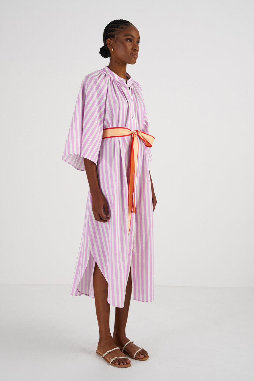 CONTRAST BELT DRESS