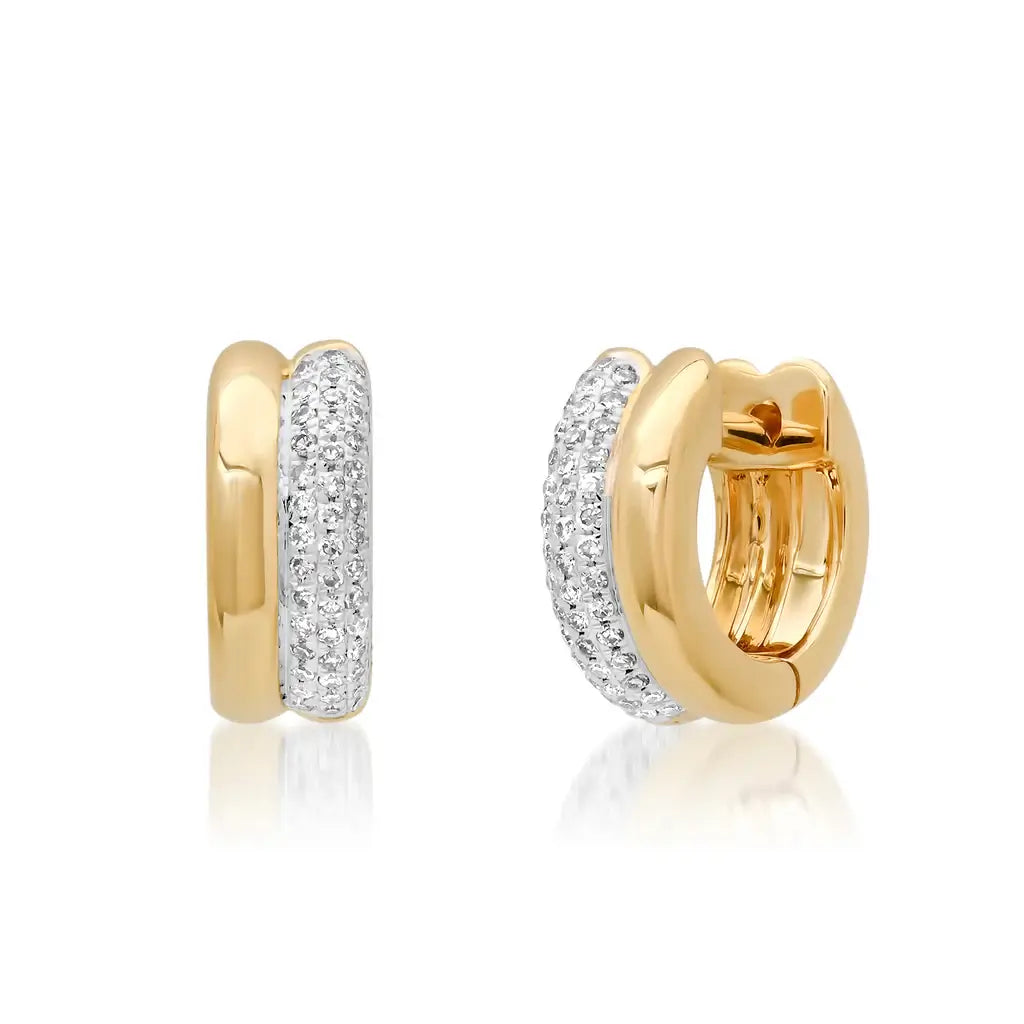 PAVE/GOLD HUGGIE HOOP EARRINGS