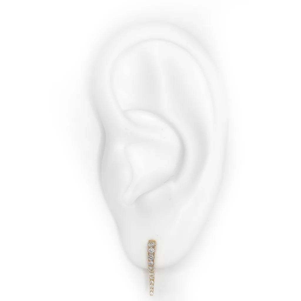 FULL CUT DIAMOND SHORT SPIKE HUGGIE HOOP EARRINGS