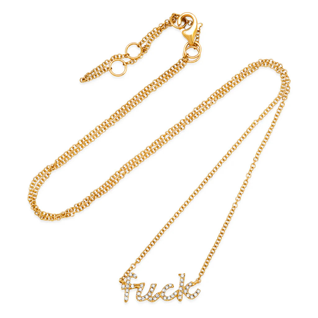 PAVE DIAMOND CURSIVE F*CK NECKLACE