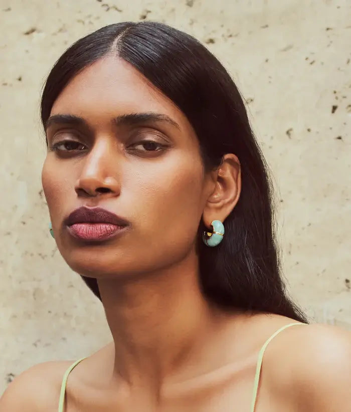 ZELLIGE HOOPS IN AMAZONITE