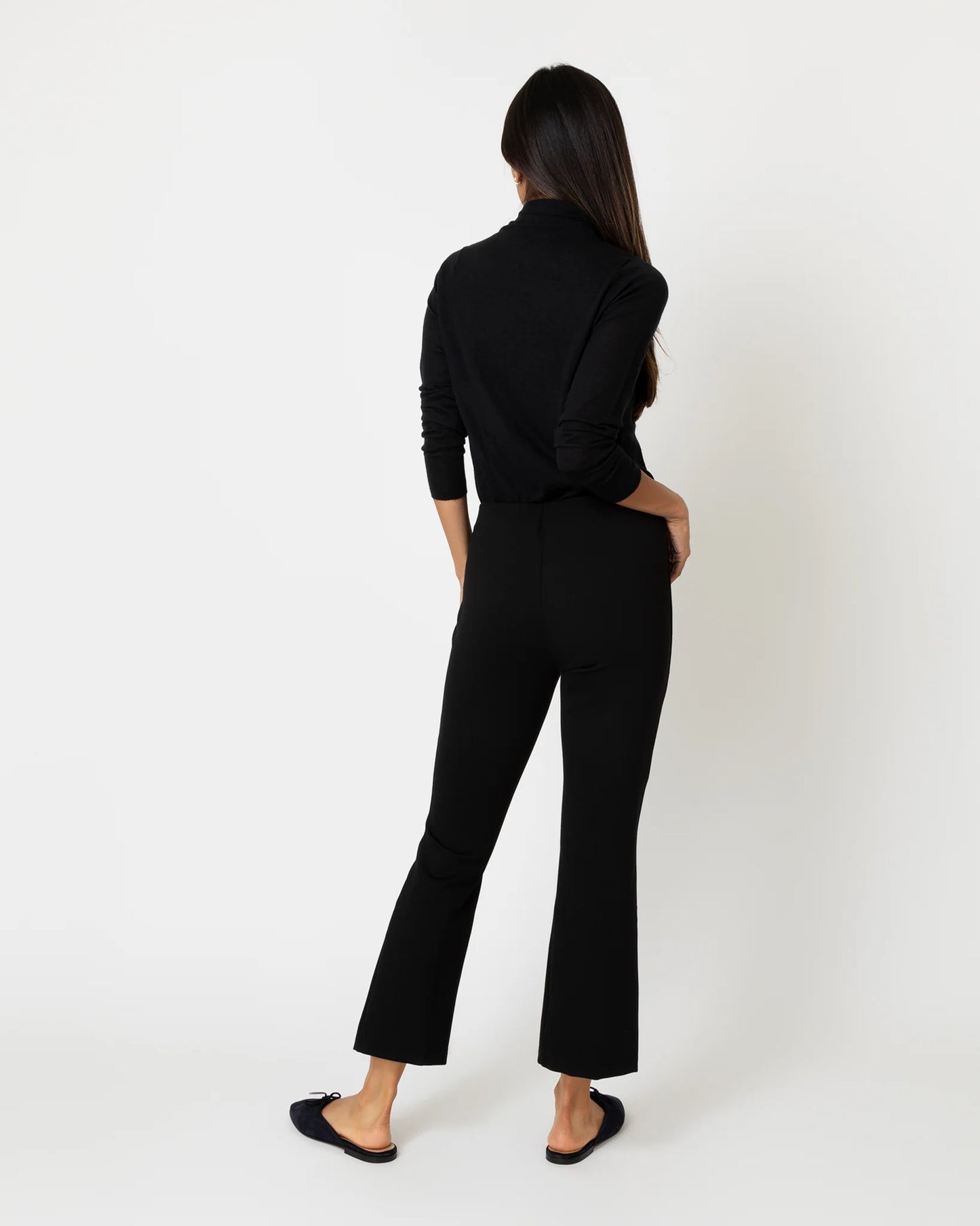 FAYE FLARE CROPPED PANT- BLACK PONTE