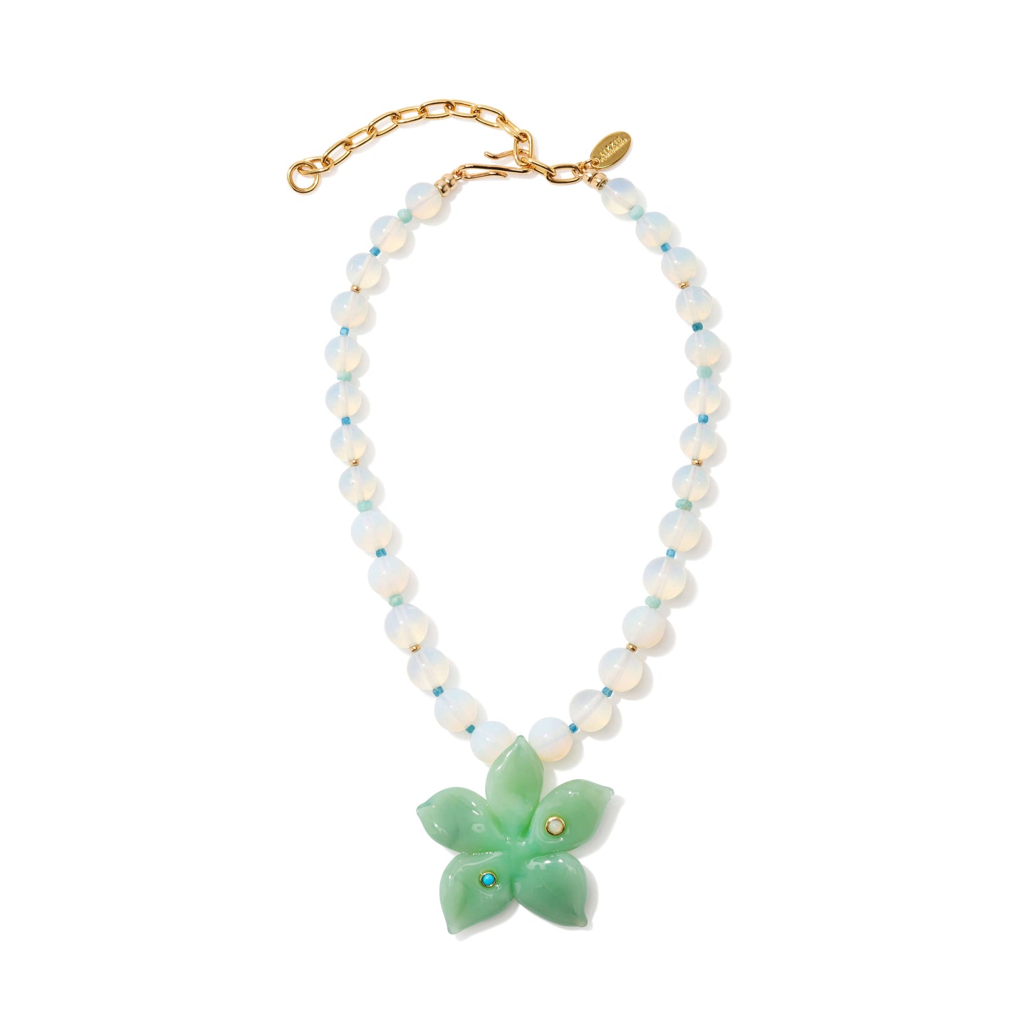 VINCA FLOWER NECKLACE IN SEA FOAM