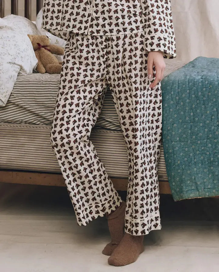 THE EASY SLEEP PANT - CREAM HORSE MEDALLION PRINT