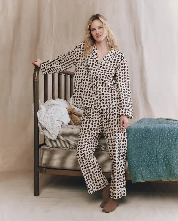 THE EASY SLEEP PANT - CREAM HORSE MEDALLION PRINT