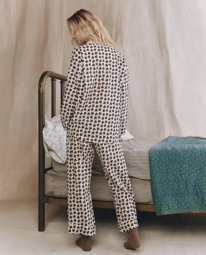 THE EASY SLEEP PANT - CREAM HORSE MEDALLION PRINT