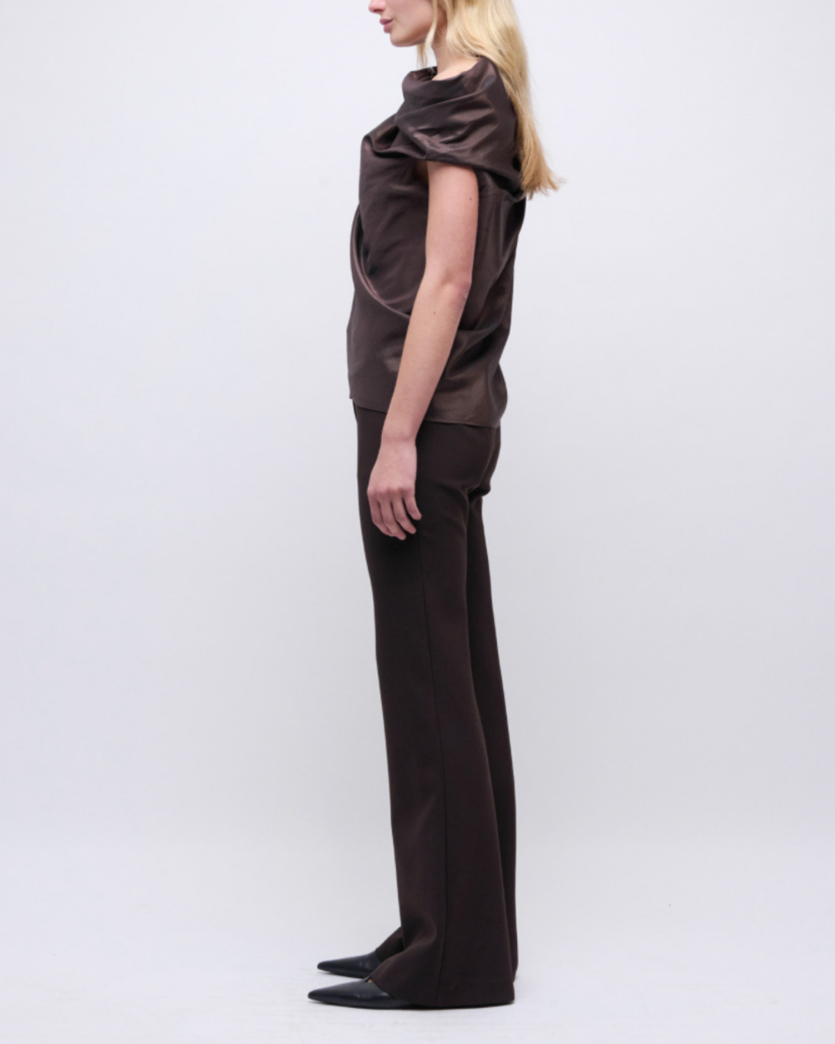 VIVIA DRAPED TOP- CHOCOLATE