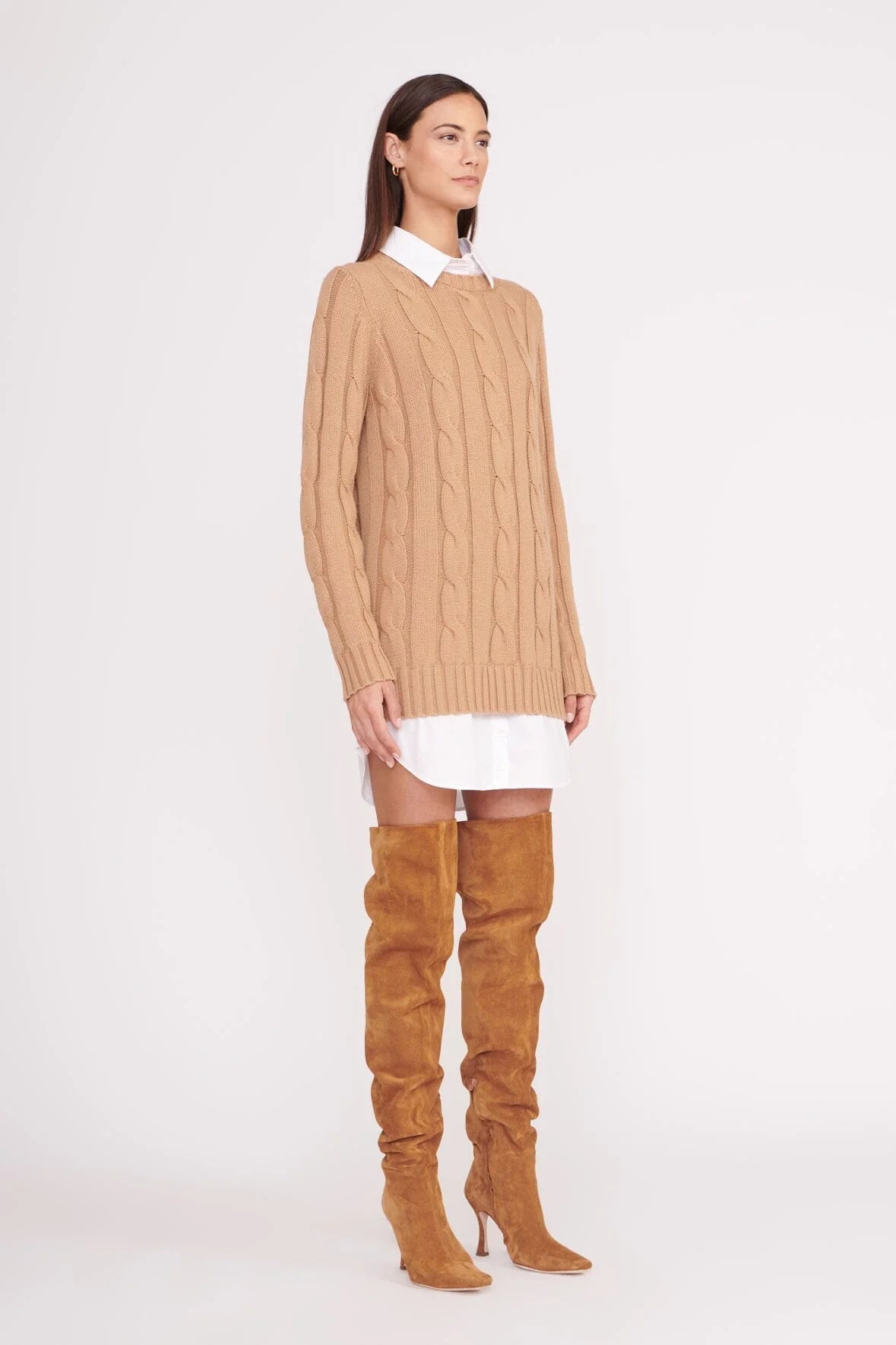 ALDRIN DRESS CAMEL/WHITE