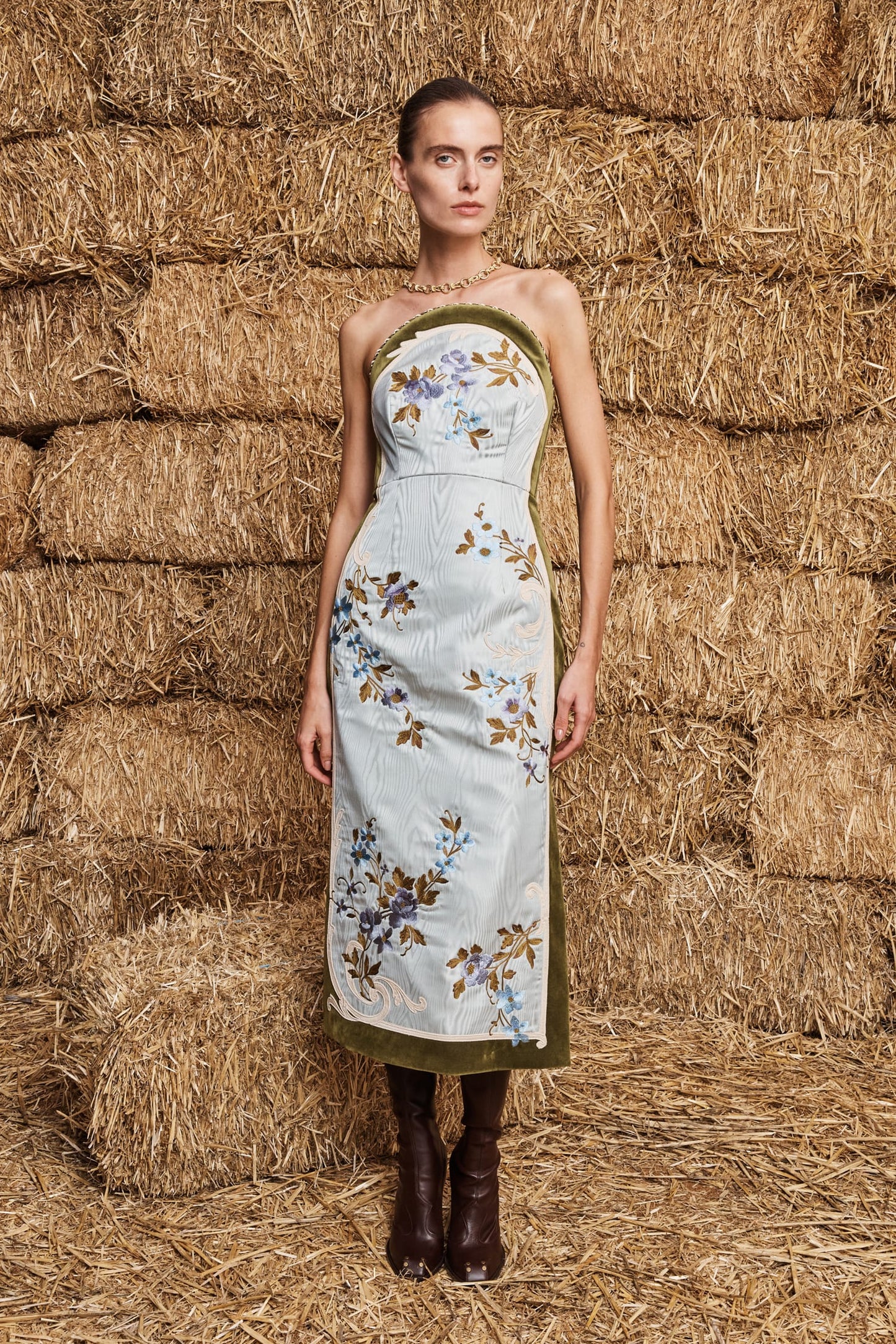 ODESSA EMBROIDERED MIDI DRESS