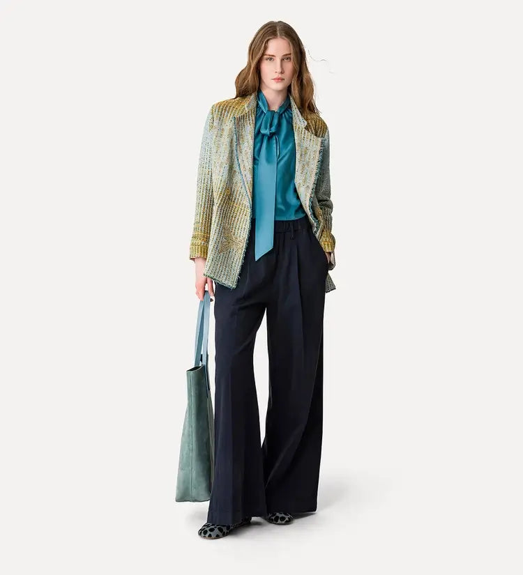 HEAVY STRETCH SILK SATIN BOW TIE TOP