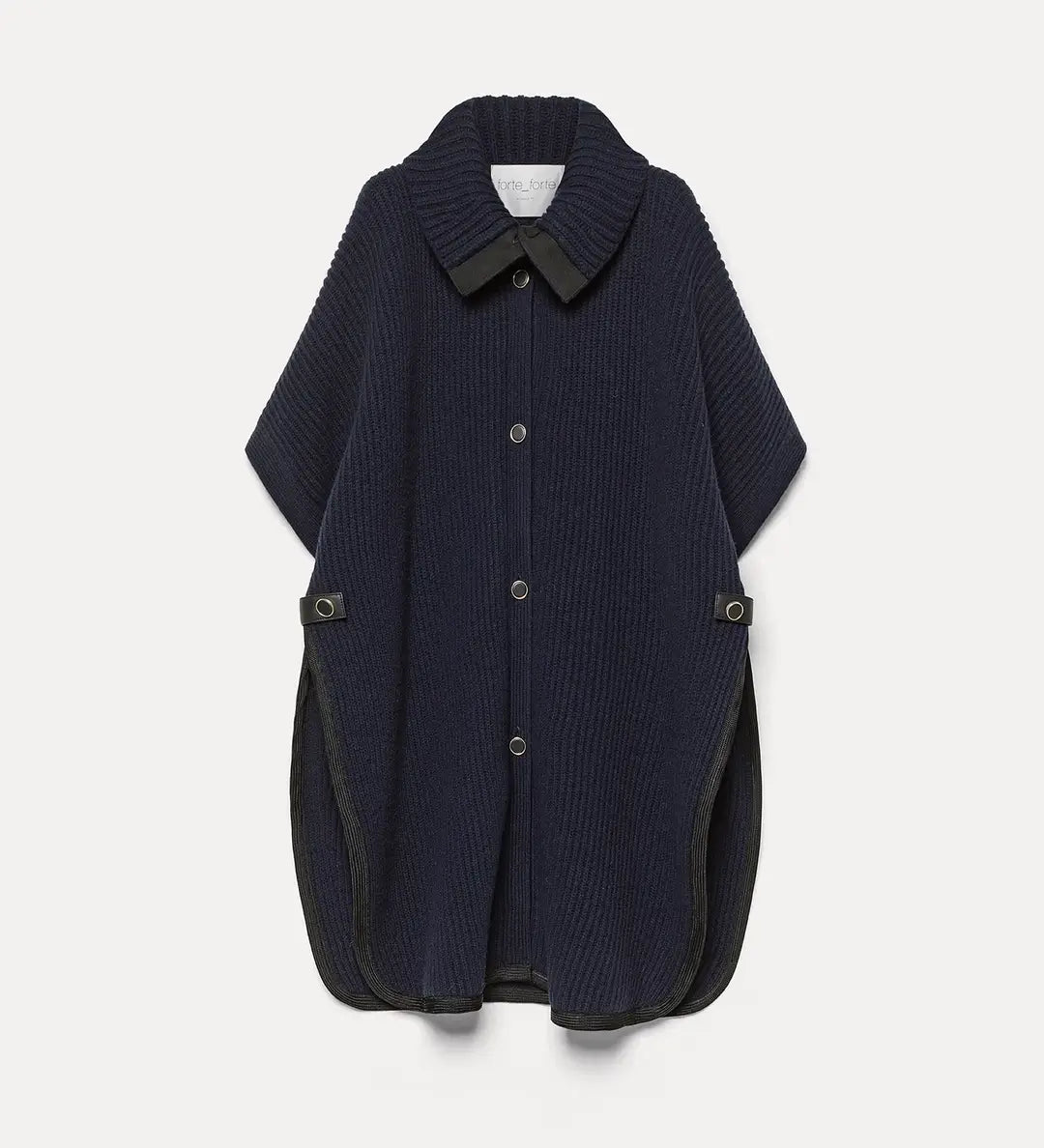 WOOL CASHMERE HALF CARDIGAN STITCH PONCHO