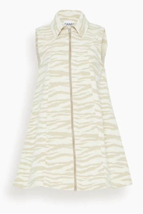 PRINT DENIM MINI DRESS