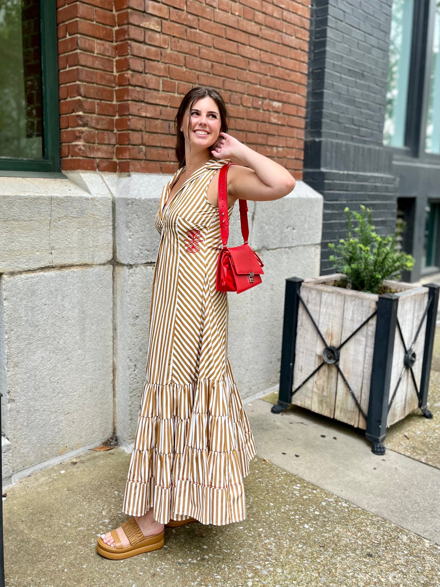 LONG DRESS IN STRIPED POPLIN