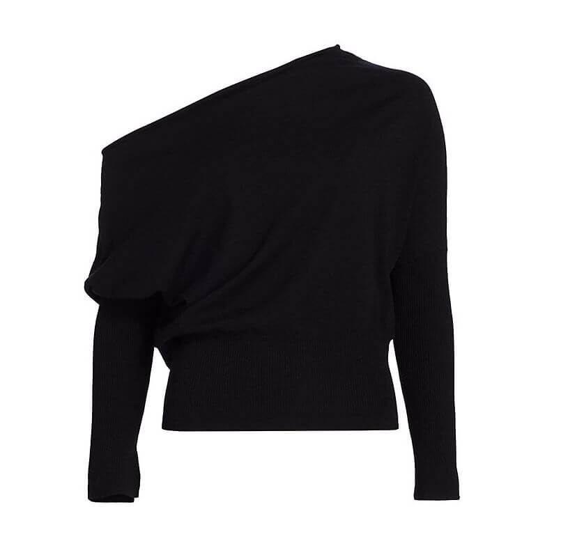 LA VINA DRAPED OFF SHOULDER SWEATER