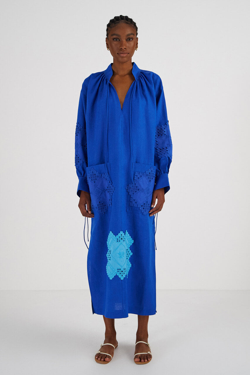 EMBROIDERED PATCH DRESS