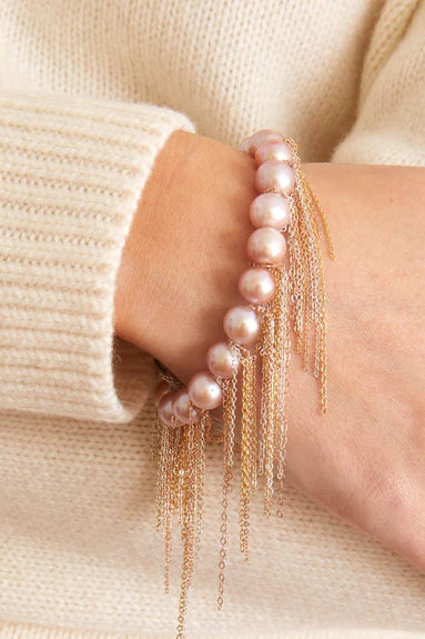 FRINGE BRACELET-PINK EDISON FRESH WATER PEARLS